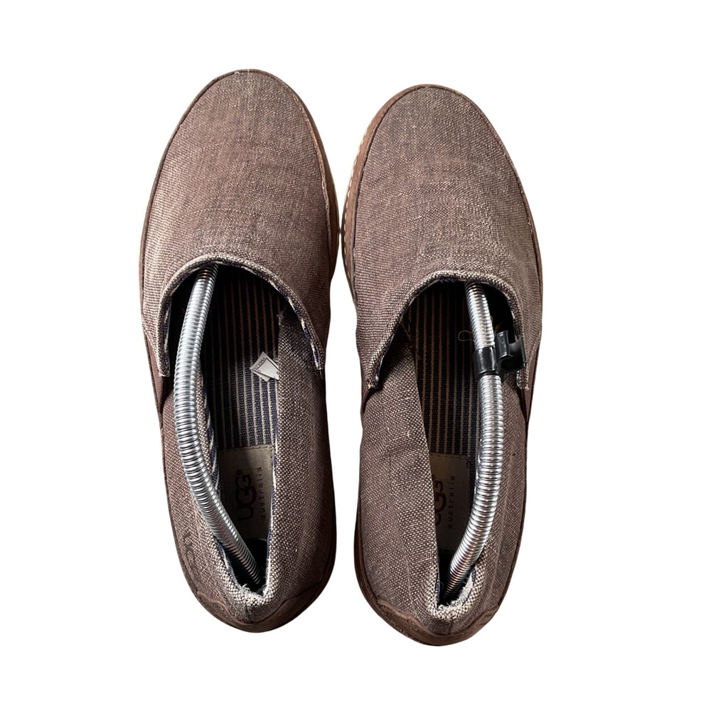 UGG Australia Men's Casual Slip On‎ Shoes Brown Canvas Size 9.5 Vibram Sole